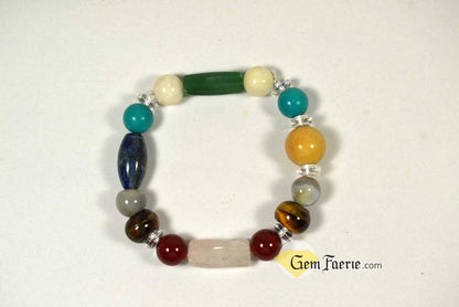 GOOD LUCK BRACELET - Yellow Jade, Green Aventurine, Tiger Eye, Clear Quartz, Carnelian, Agate, Lapis Lazuli, Moonstone, Turquoise & Rose Quartz