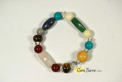 GOOD LUCK BRACELET - Yellow Jade, Green Aventurine, Tiger Eye, Clear Quartz, Carnelian, Agate, Lapis Lazuli, Moonstone, Turquoise & Rose Quartz