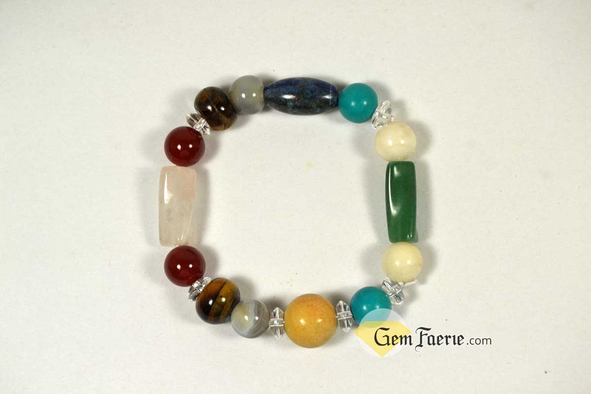 GOOD LUCK BRACELET - Yellow Jade, Green Aventurine, Tiger Eye, Clear Quartz, Carnelian, Agate, Lapis Lazuli, Moonstone, Turquoise & Rose Quartz