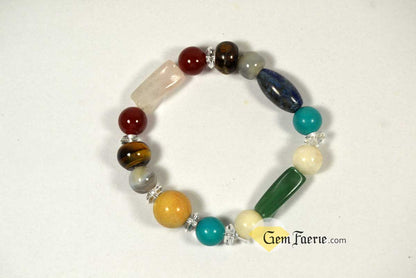 GOOD LUCK BRACELET - Yellow Jade, Green Aventurine, Tiger Eye, Clear Quartz, Carnelian, Agate, Lapis Lazuli, Moonstone, Turquoise & Rose Quartz