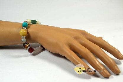 GOOD LUCK BRACELET - Yellow Jade, Green Aventurine, Tiger Eye, Clear Quartz, Carnelian, Agate, Lapis Lazuli, Moonstone, Turquoise & Rose Quartz