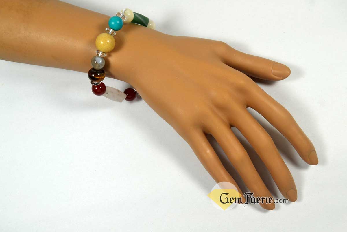 GOOD LUCK BRACELET - Yellow Jade, Green Aventurine, Tiger Eye, Clear Quartz, Carnelian, Agate, Lapis Lazuli, Moonstone, Turquoise & Rose Quartz