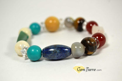 GOOD LUCK BRACELET - Yellow Jade, Green Aventurine, Tiger Eye, Clear Quartz, Carnelian, Agate, Lapis Lazuli, Moonstone, Turquoise & Rose Quartz