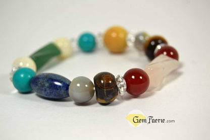 GOOD LUCK BRACELET - Yellow Jade, Green Aventurine, Tiger Eye, Clear Quartz, Carnelian, Agate, Lapis Lazuli, Moonstone, Turquoise & Rose Quartz