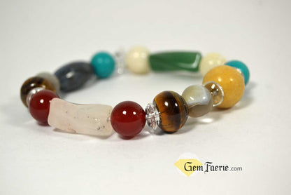 GOOD LUCK BRACELET - Yellow Jade, Green Aventurine, Tiger Eye, Clear Quartz, Carnelian, Agate, Lapis Lazuli, Moonstone, Turquoise & Rose Quartz