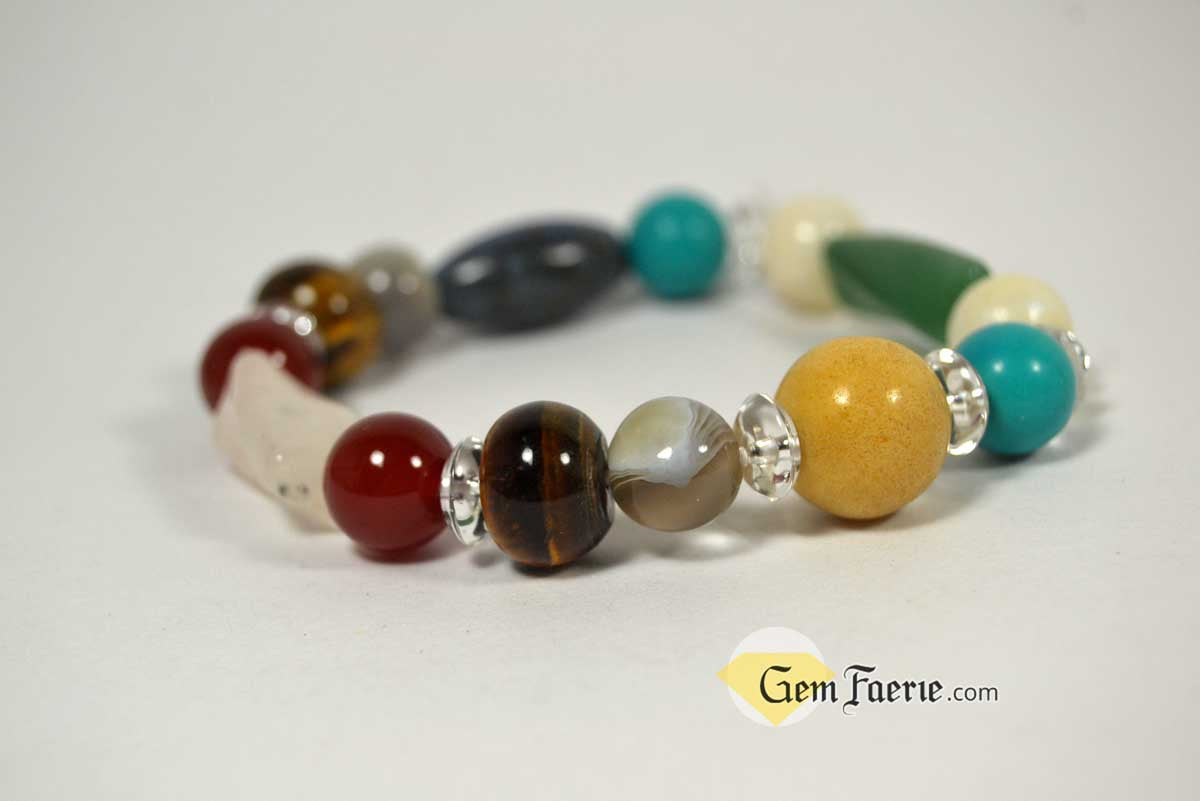 GOOD LUCK BRACELET - Yellow Jade, Green Aventurine, Tiger Eye, Clear Quartz, Carnelian, Agate, Lapis Lazuli, Moonstone, Turquoise & Rose Quartz