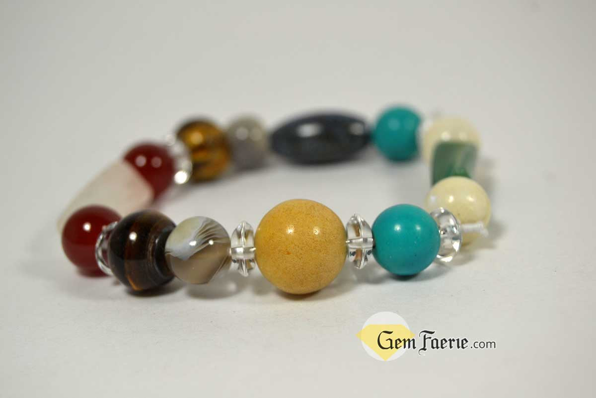 GOOD LUCK BRACELET - Yellow Jade, Green Aventurine, Tiger Eye, Clear Quartz, Carnelian, Agate, Lapis Lazuli, Moonstone, Turquoise & Rose Quartz