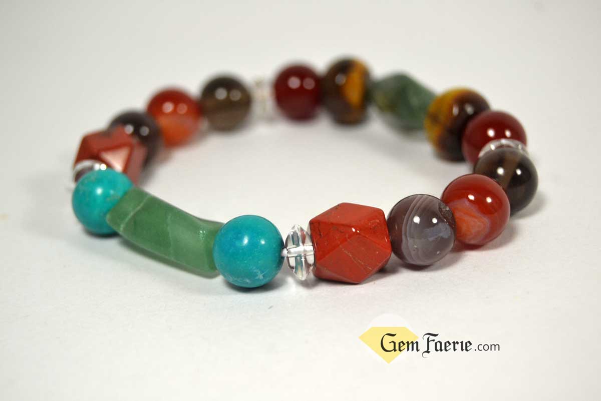 HEALING BRACELET - Agate, Green Aventurine, Carnelian, Clear Quartz, Red Jasper, Moss Agate, Sardonyx, Smoky Quartz, Tiger Eye & Turquoise