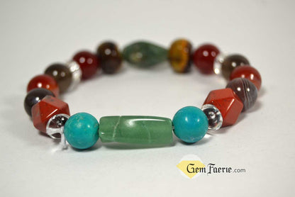 HEALING BRACELET - Agate, Green Aventurine, Carnelian, Clear Quartz, Red Jasper, Moss Agate, Sardonyx, Smoky Quartz, Tiger Eye & Turquoise