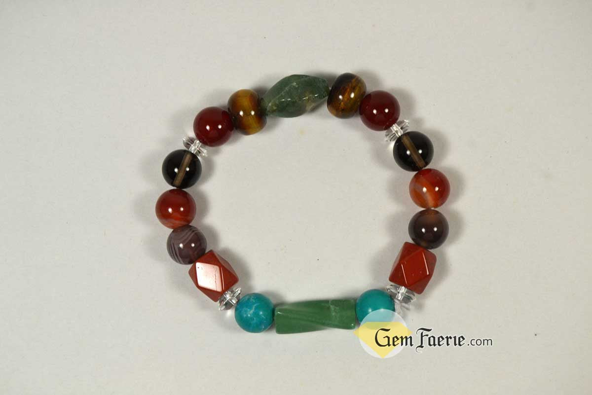 HEALING BRACELET - Agate, Green Aventurine, Carnelian, Clear Quartz, Red Jasper, Moss Agate, Sardonyx, Smoky Quartz, Tiger Eye & Turquoise