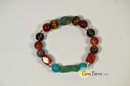 HEALING BRACELET - Agate, Green Aventurine, Carnelian, Clear Quartz, Red Jasper, Moss Agate, Sardonyx, Smoky Quartz, Tiger Eye & Turquoise