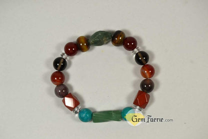 HEALING BRACELET - Agate, Green Aventurine, Carnelian, Clear Quartz, Red Jasper, Moss Agate, Sardonyx, Smoky Quartz, Tiger Eye & Turquoise