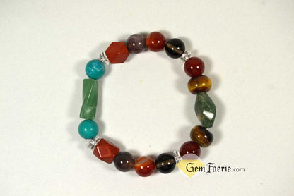 HEALING BRACELET - Agate, Green Aventurine, Carnelian, Clear Quartz, Red Jasper, Moss Agate, Sardonyx, Smoky Quartz, Tiger Eye & Turquoise