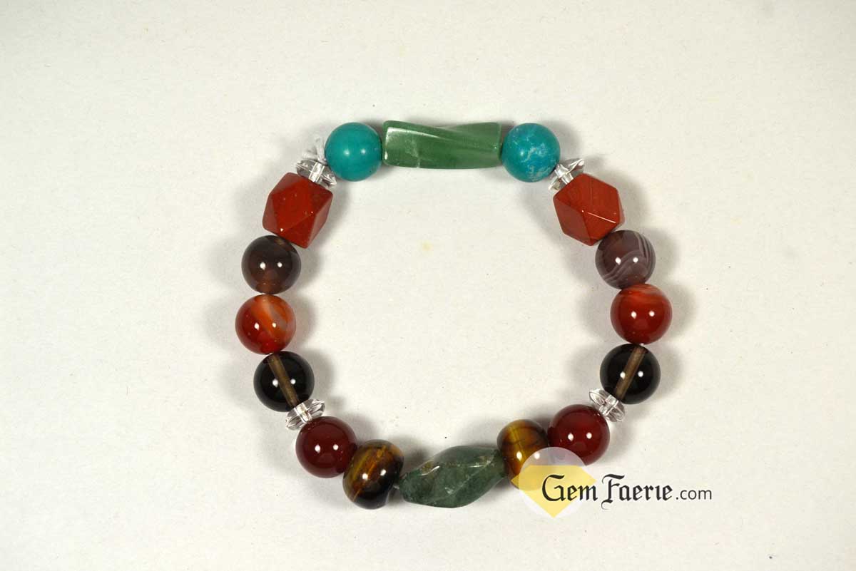 HEALING BRACELET - Agate, Green Aventurine, Carnelian, Clear Quartz, Red Jasper, Moss Agate, Sardonyx, Smoky Quartz, Tiger Eye & Turquoise