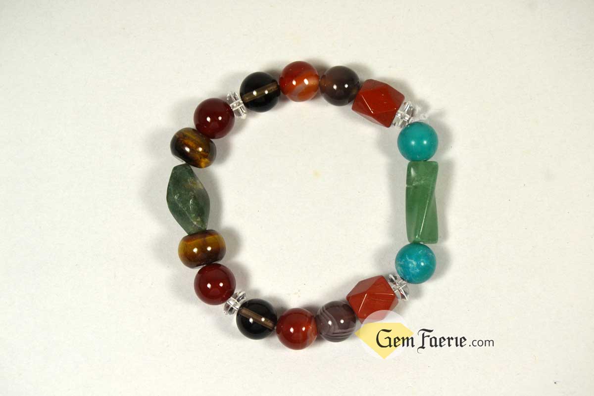 HEALING BRACELET - Agate, Green Aventurine, Carnelian, Clear Quartz, Red Jasper, Moss Agate, Sardonyx, Smoky Quartz, Tiger Eye & Turquoise