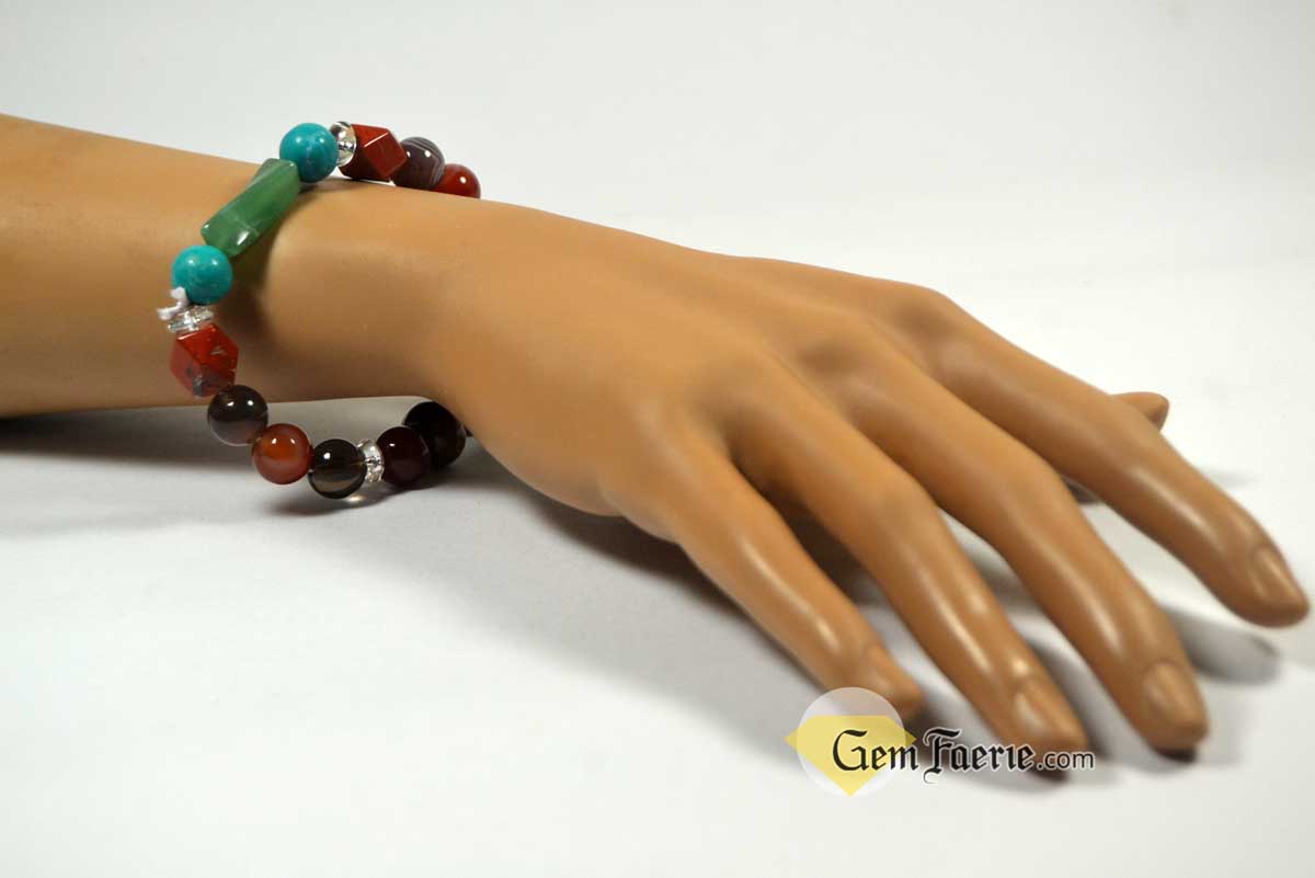 HEALING BRACELET - Agate, Green Aventurine, Carnelian, Clear Quartz, Red Jasper, Moss Agate, Sardonyx, Smoky Quartz, Tiger Eye & Turquoise