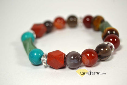 HEALING BRACELET - Agate, Green Aventurine, Carnelian, Clear Quartz, Red Jasper, Moss Agate, Sardonyx, Smoky Quartz, Tiger Eye & Turquoise