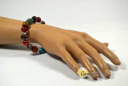 HEALING BRACELET - Agate, Green Aventurine, Carnelian, Clear Quartz, Red Jasper, Moss Agate, Sardonyx, Smoky Quartz, Tiger Eye & Turquoise