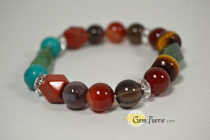 HEALING BRACELET - Agate, Green Aventurine, Carnelian, Clear Quartz, Red Jasper, Moss Agate, Sardonyx, Smoky Quartz, Tiger Eye & Turquoise