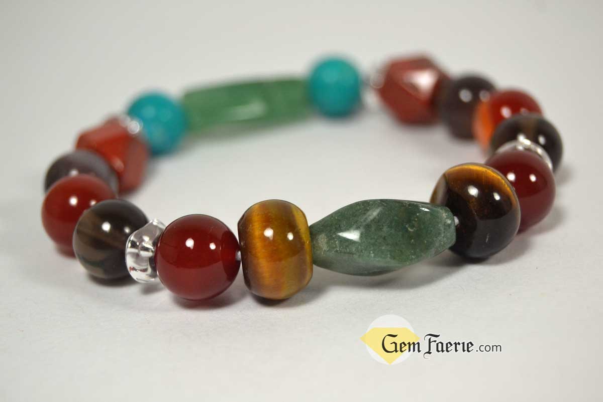 HEALING BRACELET - Agate, Green Aventurine, Carnelian, Clear Quartz, Red Jasper, Moss Agate, Sardonyx, Smoky Quartz, Tiger Eye & Turquoise