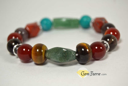 HEALING BRACELET - Agate, Green Aventurine, Carnelian, Clear Quartz, Red Jasper, Moss Agate, Sardonyx, Smoky Quartz, Tiger Eye & Turquoise