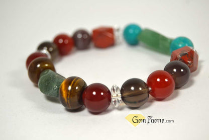 HEALING BRACELET - Agate, Green Aventurine, Carnelian, Clear Quartz, Red Jasper, Moss Agate, Sardonyx, Smoky Quartz, Tiger Eye & Turquoise