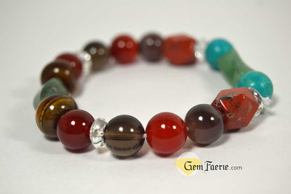 HEALING BRACELET - Agate, Green Aventurine, Carnelian, Clear Quartz, Red Jasper, Moss Agate, Sardonyx, Smoky Quartz, Tiger Eye & Turquoise