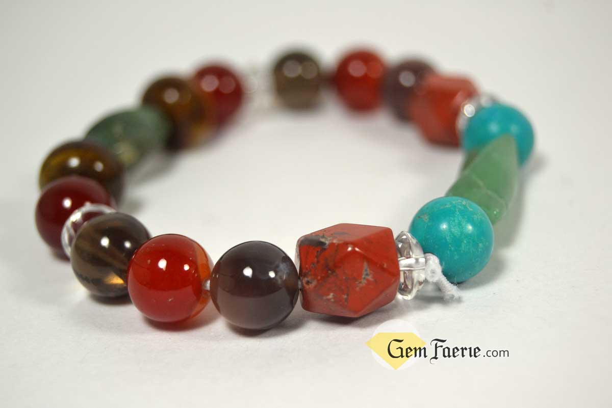 HEALING BRACELET - Agate, Green Aventurine, Carnelian, Clear Quartz, Red Jasper, Moss Agate, Sardonyx, Smoky Quartz, Tiger Eye & Turquoise