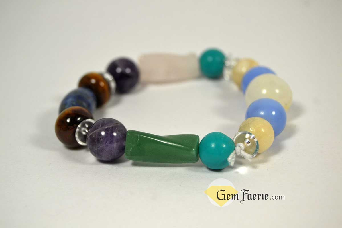 HOPE BRACELET - Moonstone, Rose Quartz, Green Aventurine, Amethyst, Clear Quartz, White Jade, Lapis Lazuli, Tiger Eye, Turquoise & Blue Chalcedony