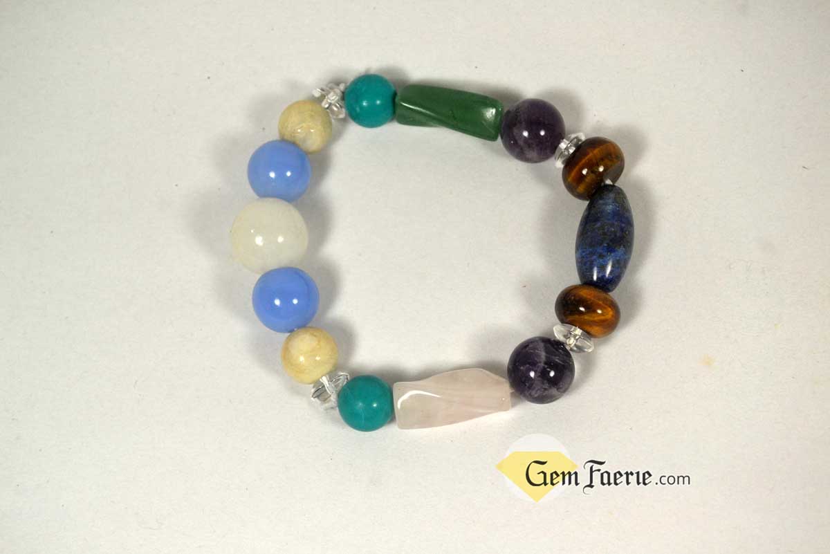 HOPE BRACELET - Moonstone, Rose Quartz, Green Aventurine, Amethyst, Clear Quartz, White Jade, Lapis Lazuli, Tiger Eye, Turquoise & Blue Chalcedony