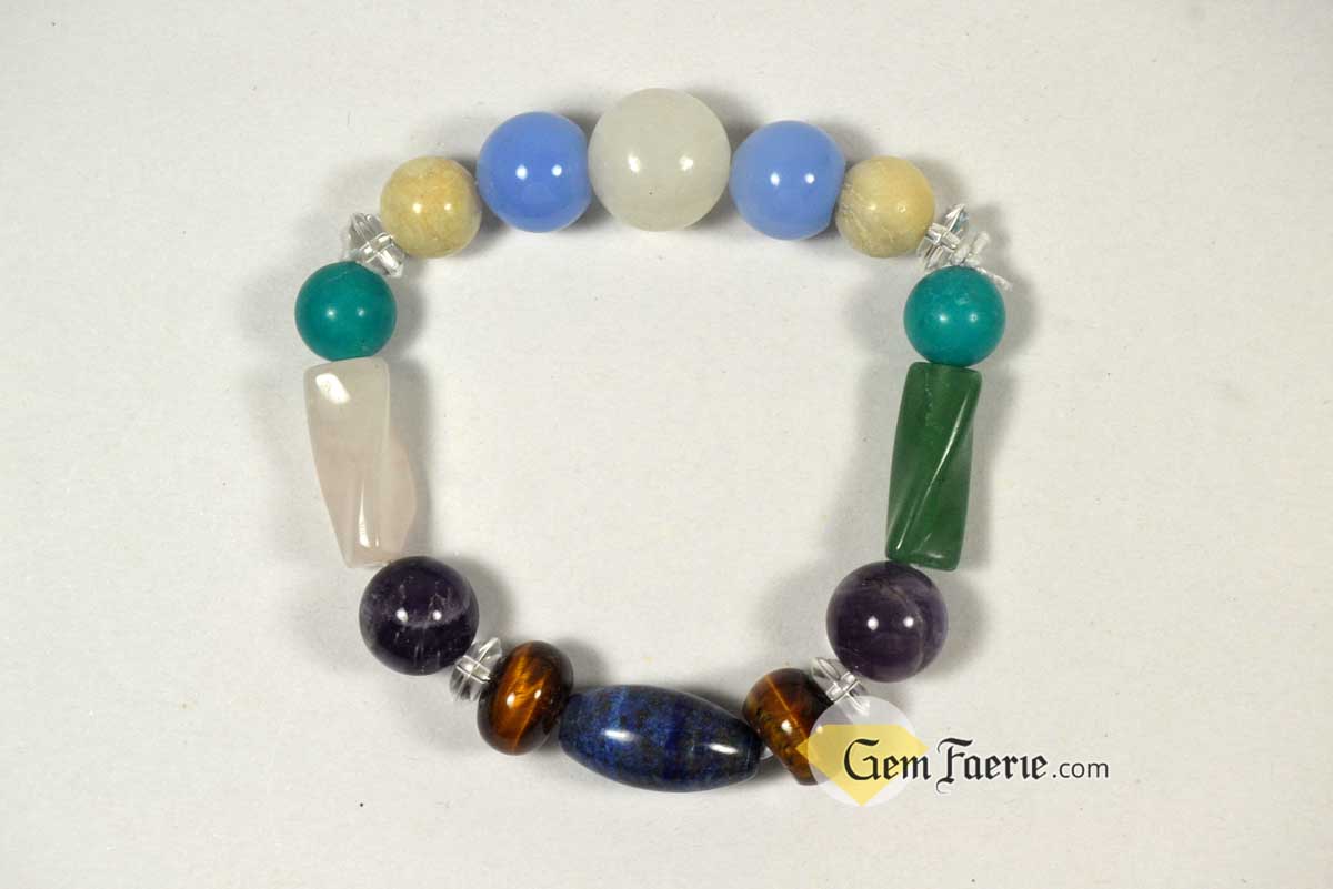 HOPE BRACELET - Moonstone, Rose Quartz, Green Aventurine, Amethyst, Clear Quartz, White Jade, Lapis Lazuli, Tiger Eye, Turquoise & Blue Chalcedony