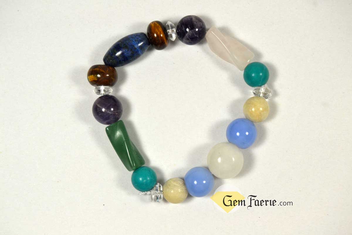 HOPE BRACELET - Moonstone, Rose Quartz, Green Aventurine, Amethyst, Clear Quartz, White Jade, Lapis Lazuli, Tiger Eye, Turquoise & Blue Chalcedony