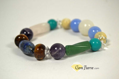 HOPE BRACELET - Moonstone, Rose Quartz, Green Aventurine, Amethyst, Clear Quartz, White Jade, Lapis Lazuli, Tiger Eye, Turquoise & Blue Chalcedony