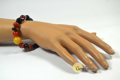 POWER BRACELET - Carnelian, Garnet, Lapis Lazuli, Black Onyx, Sardonyx, Tiger Eye, Obsidian, Clear Quartz, Yellow Jade & Red Agate