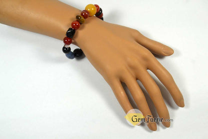 POWER BRACELET - Carnelian, Garnet, Lapis Lazuli, Black Onyx, Sardonyx, Tiger Eye, Obsidian, Clear Quartz, Yellow Jade & Red Agate