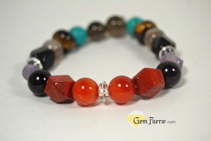 PROTECTION BRACELET - Obsidian, Black Onyx, Tiger Eye, Turquoise, Amethyst, Smoky Quartz, Agate, Red Jasper, Sardonyx & Clear Quartz