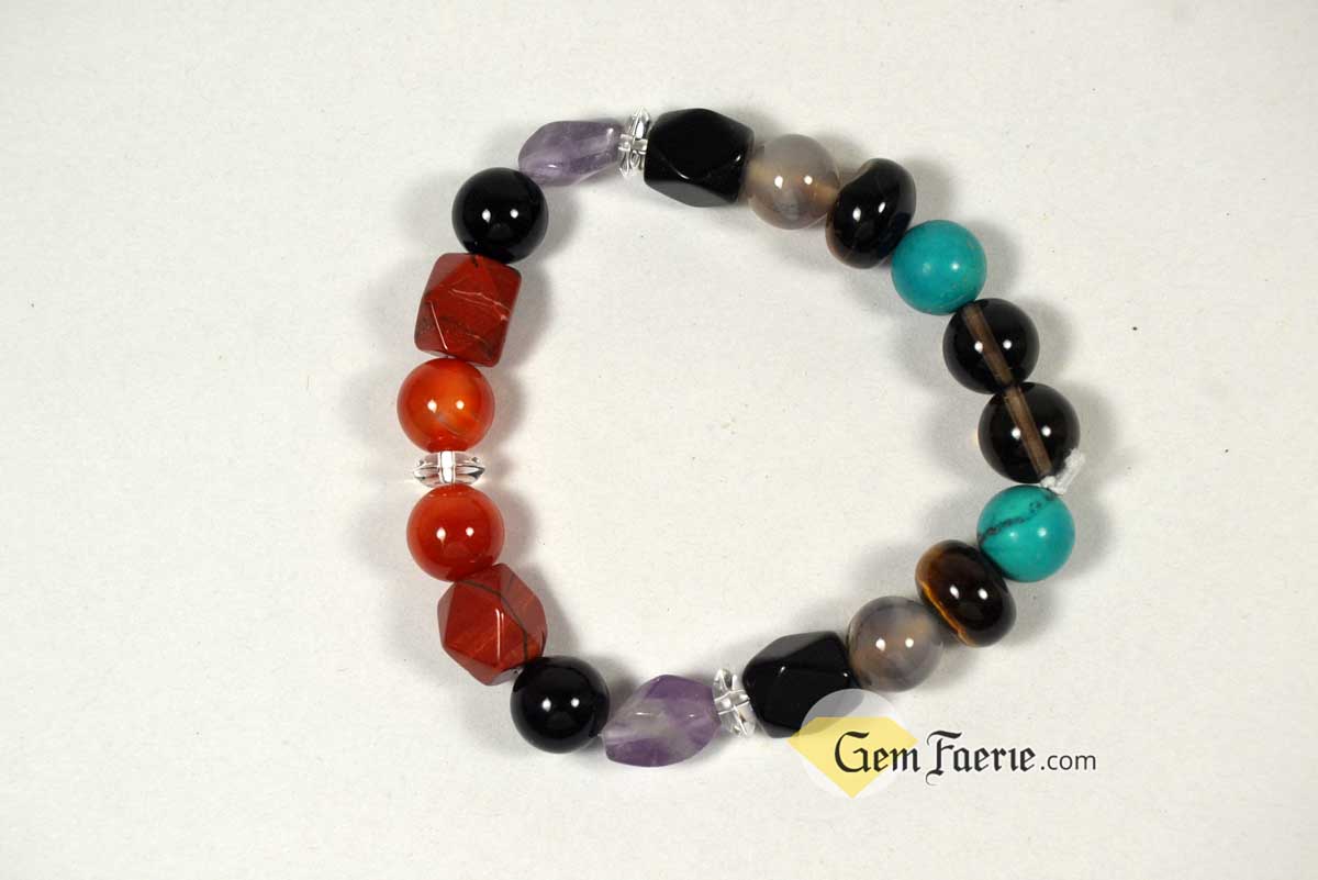 PROTECTION BRACELET - Obsidian, Black Onyx, Tiger Eye, Turquoise, Amethyst, Smoky Quartz, Agate, Red Jasper, Sardonyx & Clear Quartz