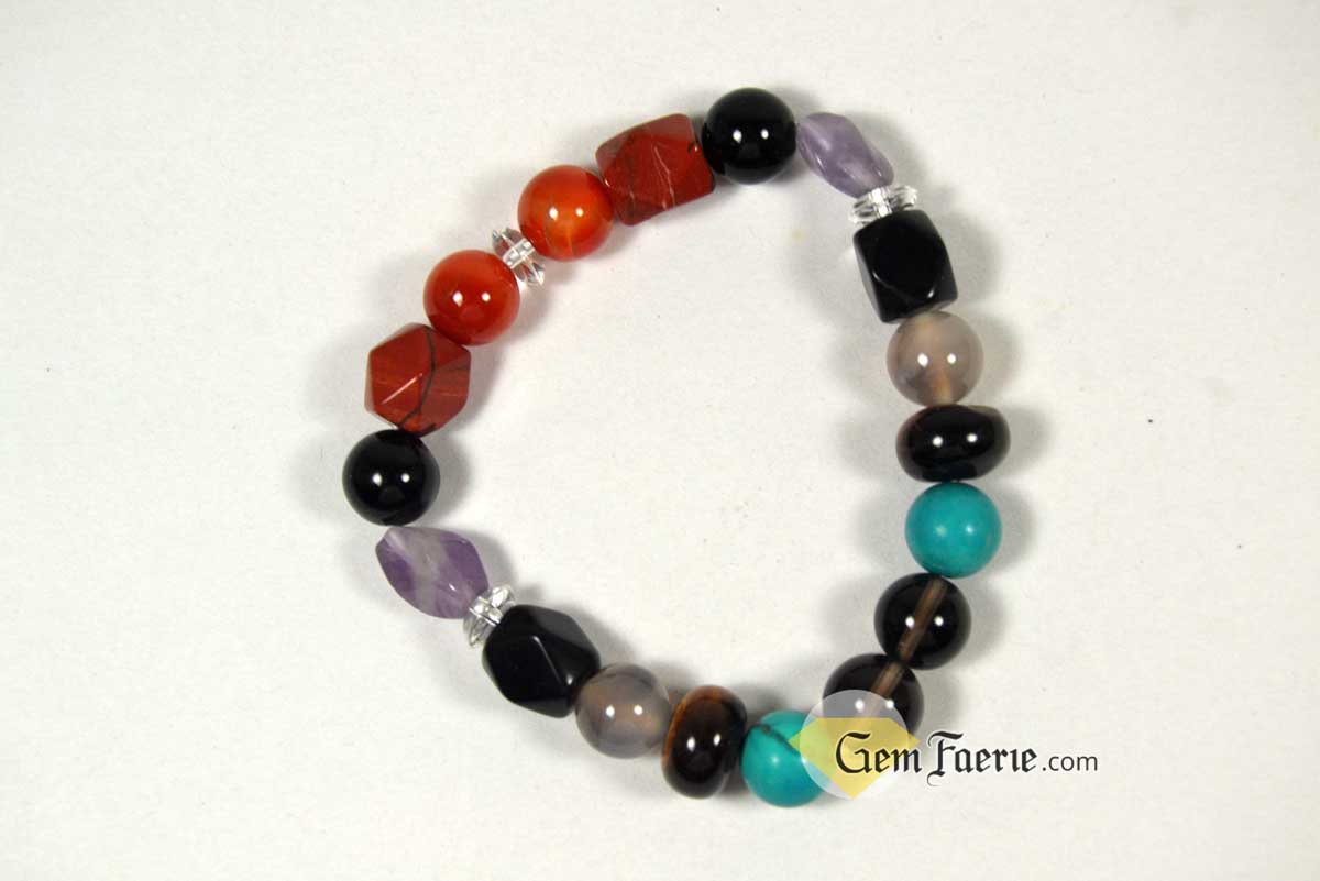 PROTECTION BRACELET - Obsidian, Black Onyx, Tiger Eye, Turquoise, Amethyst, Smoky Quartz, Agate, Red Jasper, Sardonyx & Clear Quartz