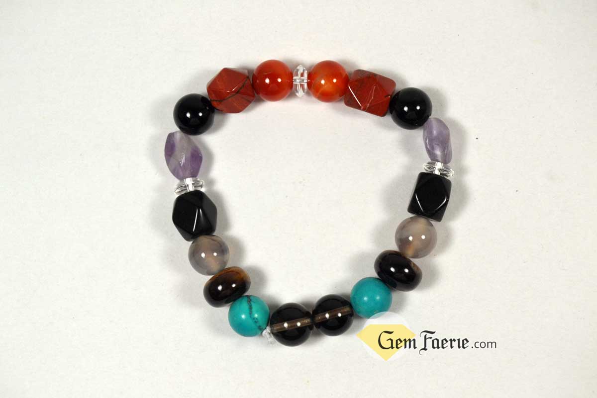 PROTECTION BRACELET - Obsidian, Black Onyx, Tiger Eye, Turquoise, Amethyst, Smoky Quartz, Agate, Red Jasper, Sardonyx & Clear Quartz