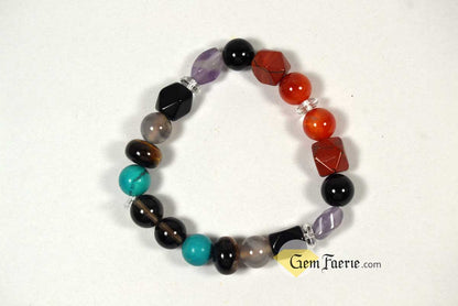 PROTECTION BRACELET - Obsidian, Black Onyx, Tiger Eye, Turquoise, Amethyst, Smoky Quartz, Agate, Red Jasper, Sardonyx & Clear Quartz