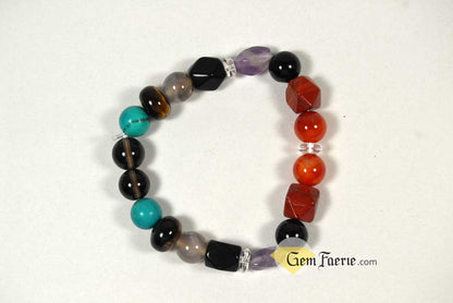 PROTECTION BRACELET - Obsidian, Black Onyx, Tiger Eye, Turquoise, Amethyst, Smoky Quartz, Agate, Red Jasper, Sardonyx & Clear Quartz