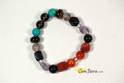 PROTECTION BRACELET - Obsidian, Black Onyx, Tiger Eye, Turquoise, Amethyst, Smoky Quartz, Agate, Red Jasper, Sardonyx & Clear Quartz