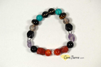 PROTECTION BRACELET - Obsidian, Black Onyx, Tiger Eye, Turquoise, Amethyst, Smoky Quartz, Agate, Red Jasper, Sardonyx & Clear Quartz