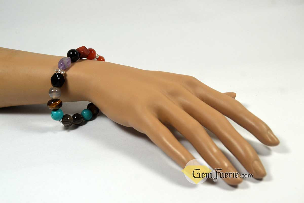 PROTECTION BRACELET - Obsidian, Black Onyx, Tiger Eye, Turquoise, Amethyst, Smoky Quartz, Agate, Red Jasper, Sardonyx & Clear Quartz