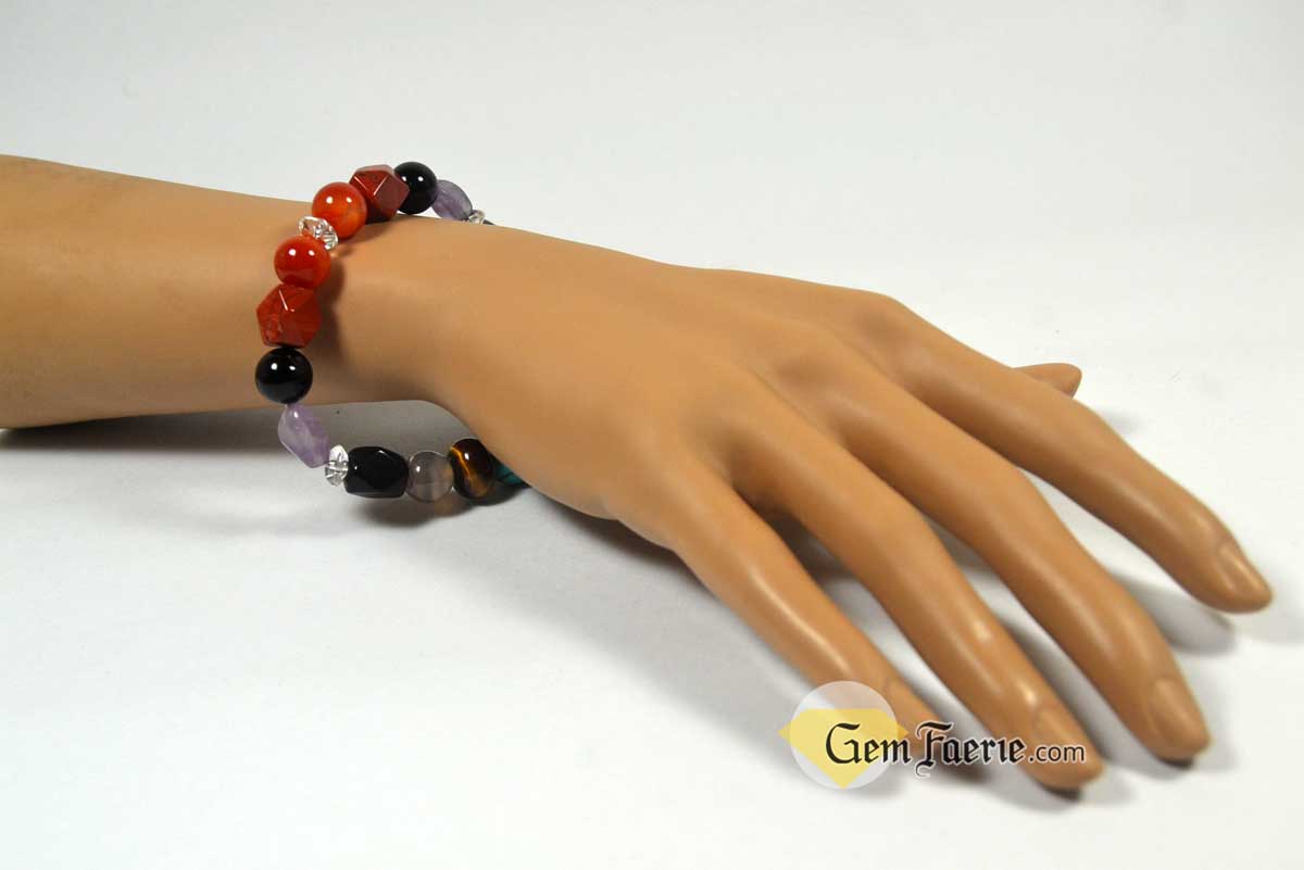 PROTECTION BRACELET - Obsidian, Black Onyx, Tiger Eye, Turquoise, Amethyst, Smoky Quartz, Agate, Red Jasper, Sardonyx & Clear Quartz