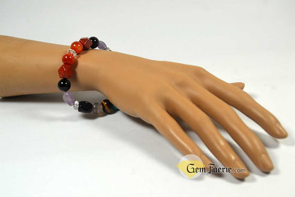 PROTECTION BRACELET - Obsidian, Black Onyx, Tiger Eye, Turquoise, Amethyst, Smoky Quartz, Agate, Red Jasper, Sardonyx & Clear Quartz