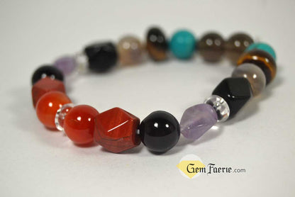 PROTECTION BRACELET - Obsidian, Black Onyx, Tiger Eye, Turquoise, Amethyst, Smoky Quartz, Agate, Red Jasper, Sardonyx & Clear Quartz