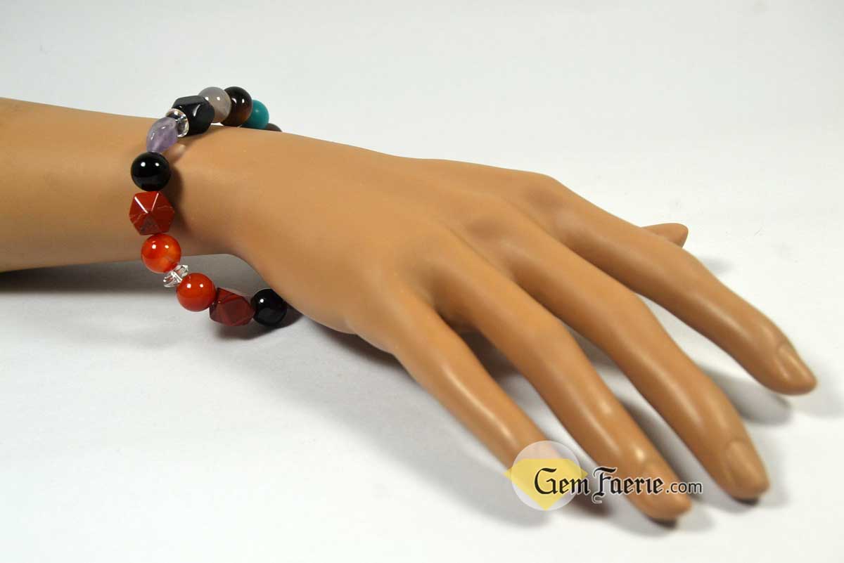 PROTECTION BRACELET - Obsidian, Black Onyx, Tiger Eye, Turquoise, Amethyst, Smoky Quartz, Agate, Red Jasper, Sardonyx & Clear Quartz