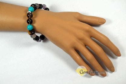 PROTECTION BRACELET - Obsidian, Black Onyx, Tiger Eye, Turquoise, Amethyst, Smoky Quartz, Agate, Red Jasper, Sardonyx & Clear Quartz