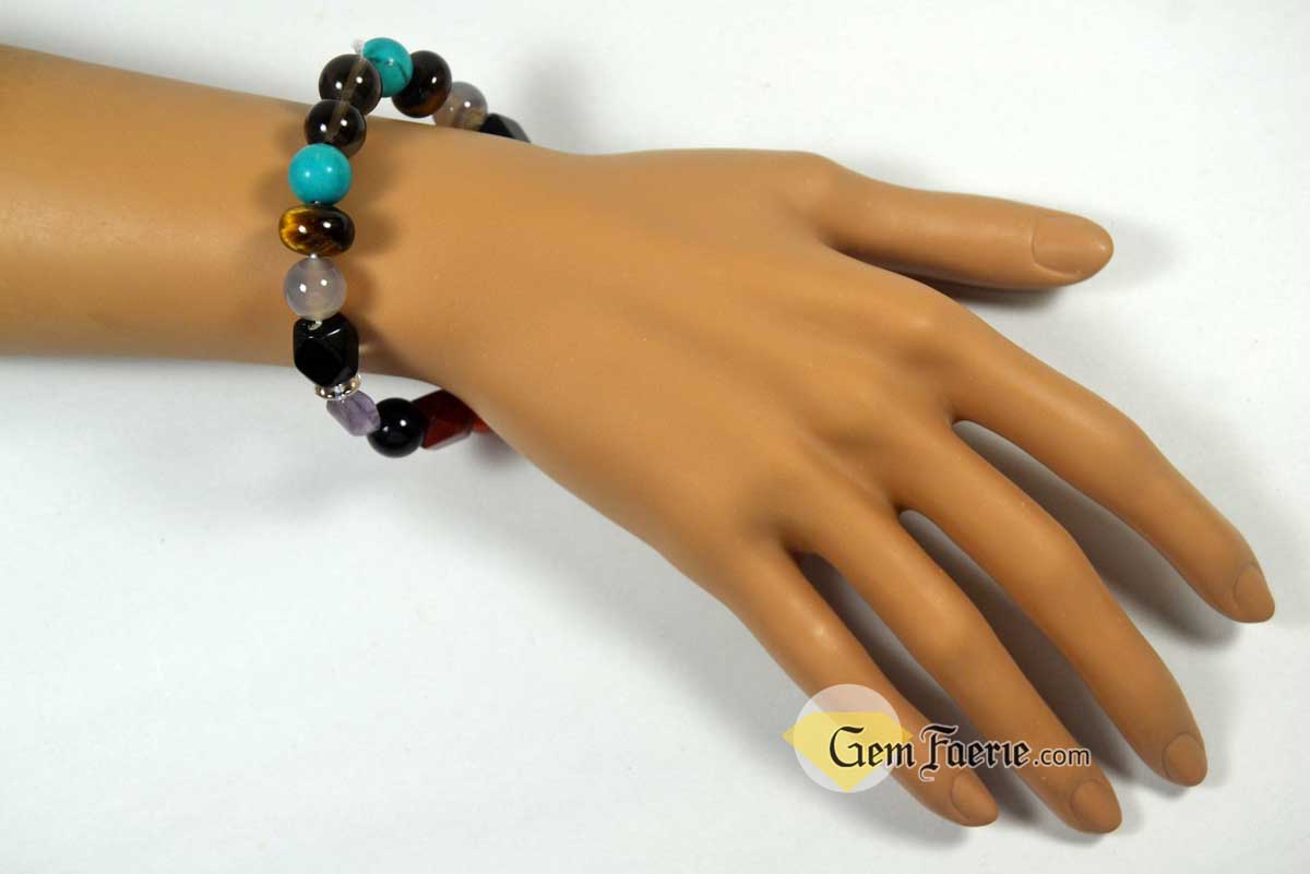 PROTECTION BRACELET - Obsidian, Black Onyx, Tiger Eye, Turquoise, Amethyst, Smoky Quartz, Agate, Red Jasper, Sardonyx & Clear Quartz